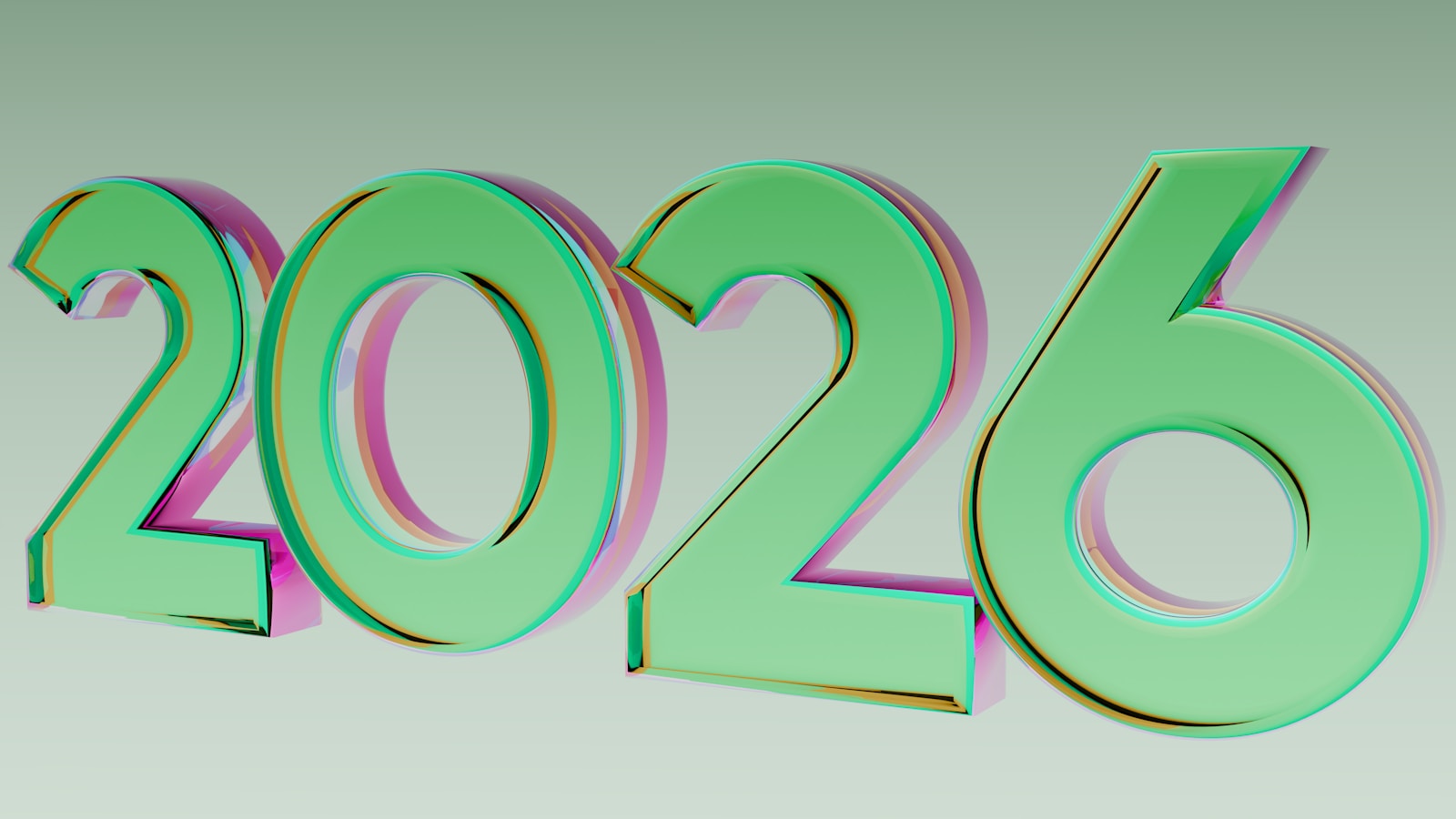 The year 2026 in green 3D numbers.